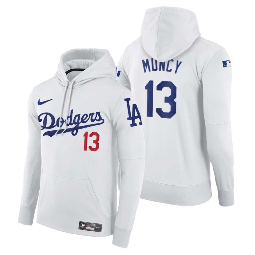 Men Los Angeles Dodgers 13 Muncy white home hoodie 2021 MLB Nike Jerseys